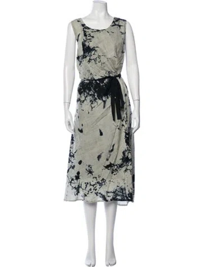 Pre-owned Barneys New York Tie-dye Print Long Dress In Green
