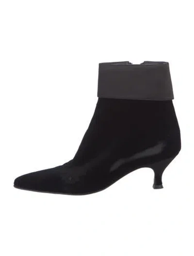 Pre-owned Barneys New York Velvet Boots In Blue