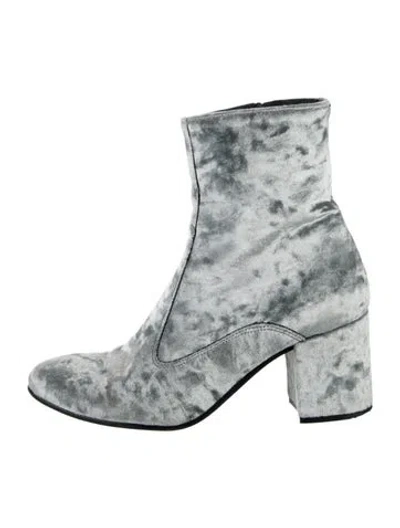 Pre-owned Barneys New York Velvet Boots In Blue