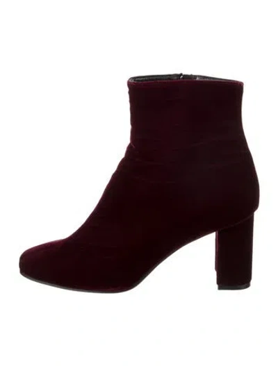 Pre-owned Barneys New York Velvet Boots In Burgundy