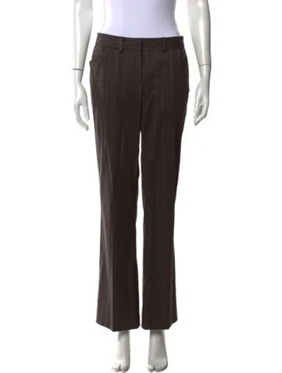 Pre-owned Barneys New York Virgin Wool Flared Pants In Brown