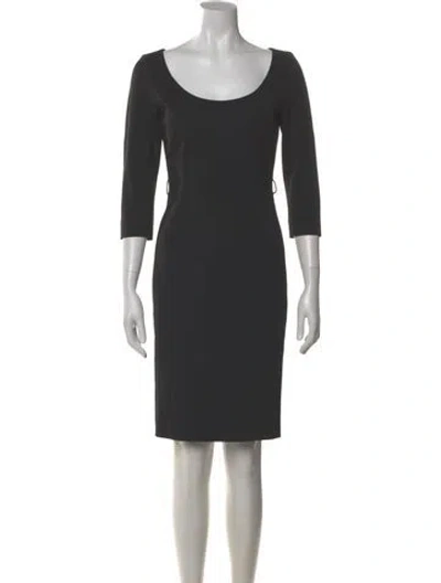 Pre-owned Barneys New York Virgin Wool Knee-length Dress In Black