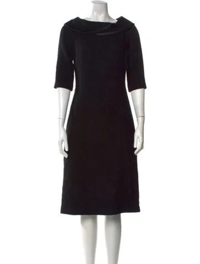 Pre-owned Barneys New York Virgin Wool Knee-length Dress In Black