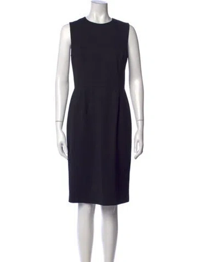 Pre-owned Barneys New York Virgin Wool Knee-length Dress In Black