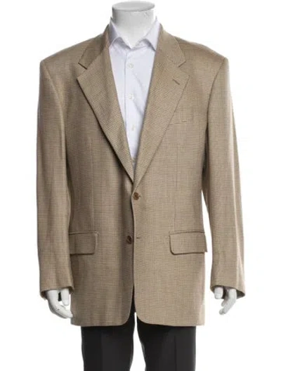 Pre-owned Barneys New York Virgin Wool Patterned Blazer In Neutral