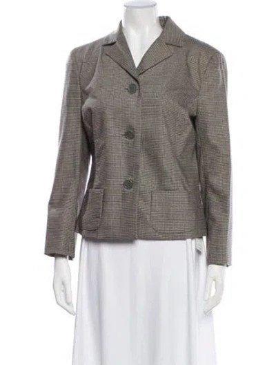 Pre-owned Barneys New York Virgin Wool Patterned Blazer In Neutrals