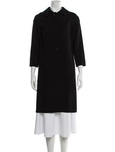 Pre-owned Barneys New York Virgin Wool Trench Coat In Black