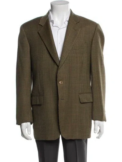Pre-owned Barneys New York Virgin Wool Tweed Pattern Blazer In Neutrals