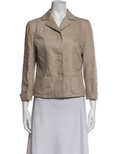 Pre-owned Barneys New York Virgin Wool Tweed Pattern Blazer In Neutrals