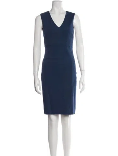 Pre-owned Barneys New York V-neck Knee-length Dress In Blue