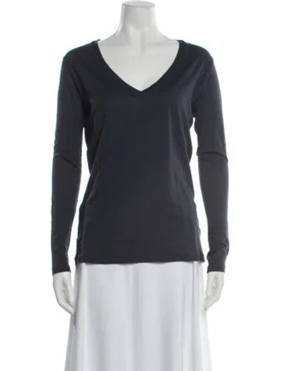 Pre-owned Barneys New York V-neck Long Sleeve T-shirt In Blue