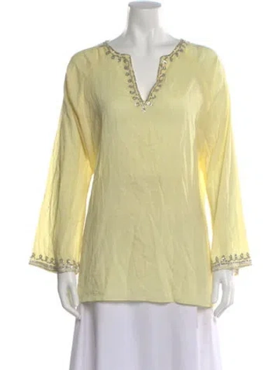 Pre-owned Barneys New York V-neck Long Sleeve Tunic In Multi