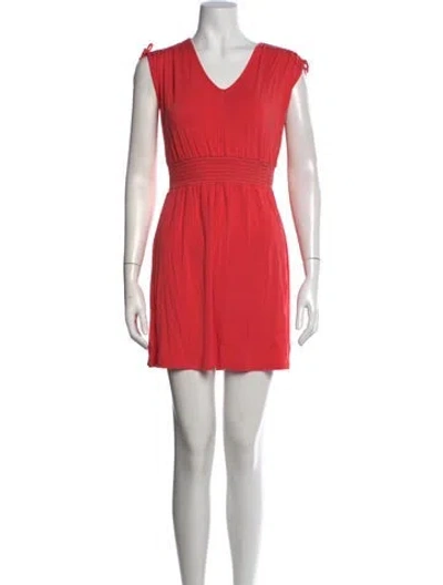 Pre-owned Barneys New York V-neck Mini Dress In Pink