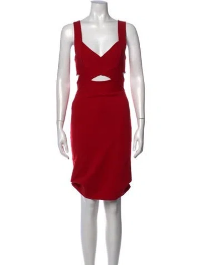 Pre-owned Barneys New York V-neck Mini Dress In Red