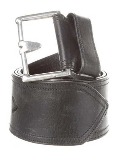 Pre-owned Barneys New York Wide Leather Belt In Black