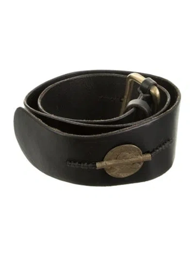 Pre-owned Barneys New York Wide Leather Belt In Black