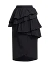 Barneys New York Women's Asymmetric Ruffled Parachute Midi-skirt In Black
