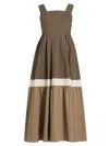Barneys New York Women's Colorblock Tiered Midi-dress In Warm Taupe Tri Color