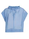 Barneys New York Women's Cotton Organza Ruffled Blouse In French Blue