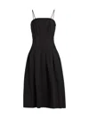 Barneys New York Women's Linen-blend Corset Midi-dress In Black