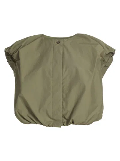 Barneys New York Women's Puff-sleeve Parachute Blouse In Olive