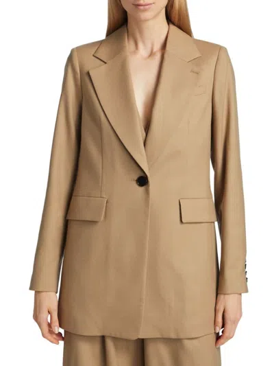 Barneys New York Women's Single-breasted Wool Blend Blazer In Camel