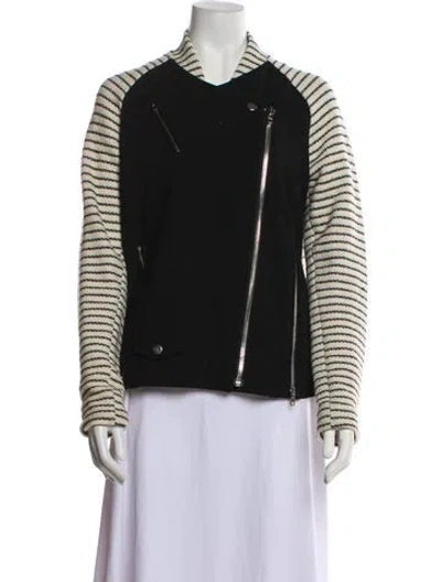 Pre-owned Barneys New York Wool Biker Jacket In Black