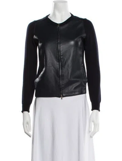 Pre-owned Barneys New York Wool Bomber Jacket In Black