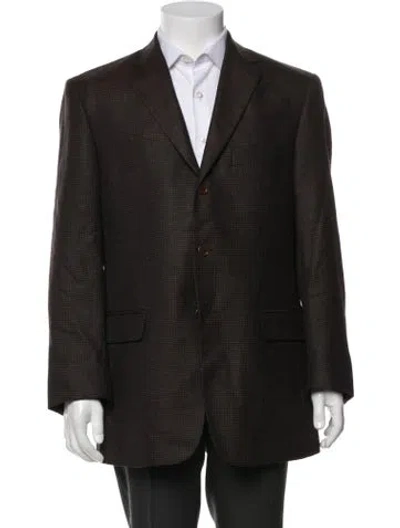 Pre-owned Barneys New York Wool Patterned Blazer In Brown