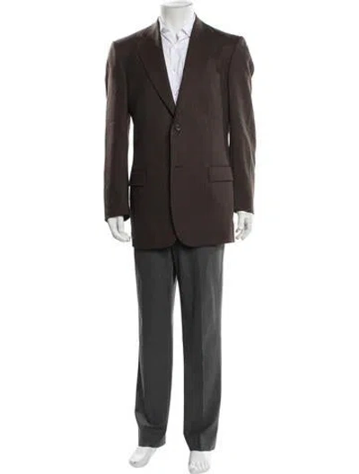 Pre-owned Barneys New York Wool Patterned Blazer In Brown
