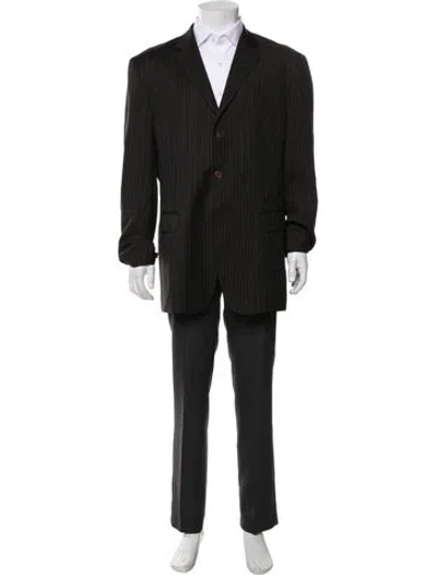 Pre-owned Barneys New York Wool Striped Blazer In Black