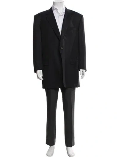 Pre-owned Barneys New York Wool Striped Blazer In Black