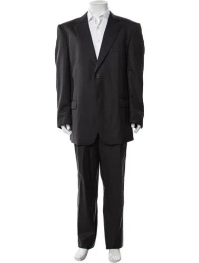 Pre-owned Barneys New York Wool Striped Two-piece Suit In Grey