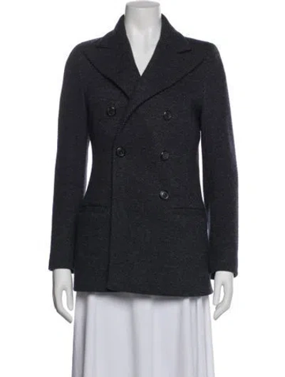 Pre-owned Barneys New York Wool Tweed Pattern Blazer In Grey