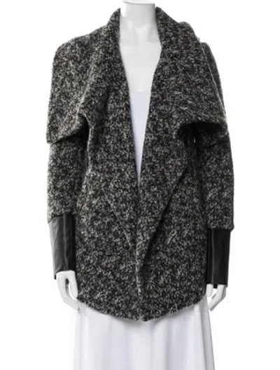 Pre-owned Barneys New York Wool Tweed Pattern Coat In Gray