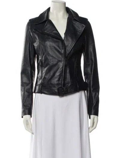 Pre-owned Barneys Originals Leather Biker Jacket In Black