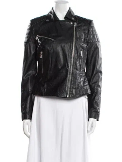 Pre-owned Barneys Originals Leather Biker Jacket In Black