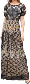 Barok Paris Lace Embroidered Long Dress In Black In Black