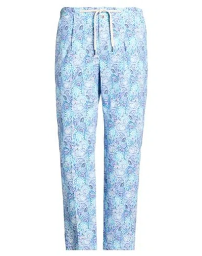 Baronio Man Pants Azure Size 34 Cotton, Elastane In Blue