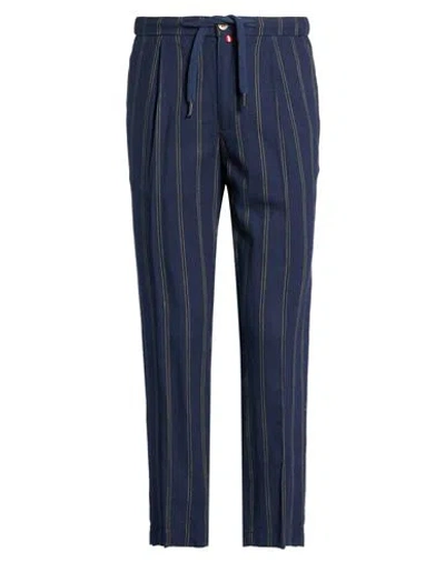 Baronio Man Pants Navy Size 34 Viscose, Linen In Blue