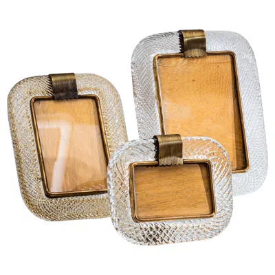 Pre-owned Barovier&toso Set Of Three Murano Glass Table Frames By Barovier & Toso, Italy, Mid-20th C. In Brown