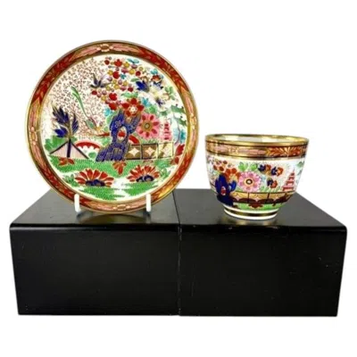 Pre-owned Barr, Flight & Barr Worcester Worcester Porcelain Fence Pattern Cup And Saucer Hand Painted 1820 In Black