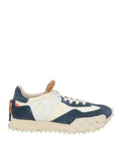 Barracuda Man Sneakers Slate Blue Size 7 Leather, Textile Fibers In Multi