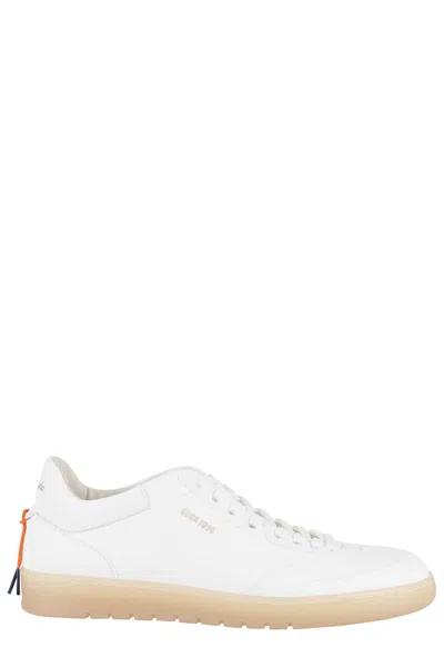 Barracuda Minimalist Leather Sneakers With Contrasting Heel Tab In Neutrals