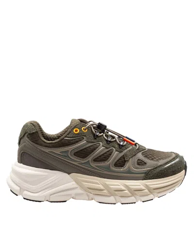 Barracuda Round-one Fabric And Suede Sneakers In Military Green