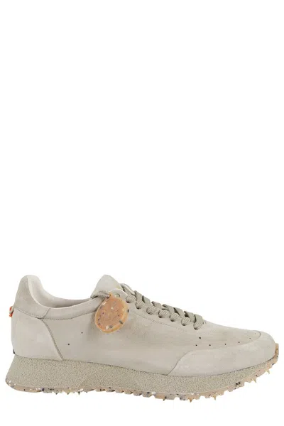 Barracuda Vintage-inspired Camoscio Sneakers With Logo-embossed Tongue In Celery