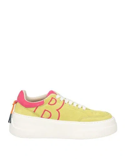 Barracuda Woman Sneakers Lime Green Size 5 Leather In Yellow
