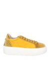 Barracuda Woman Sneakers Mustard Size 10 Textile Fibers, Leather In Yellow