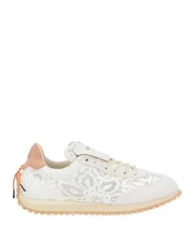Barracuda Woman Sneakers Off White Size 6 Leather, Textile Fibers