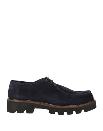 Barracuda's Collection Woman Lace-up Shoes Navy Size 11 Leather
